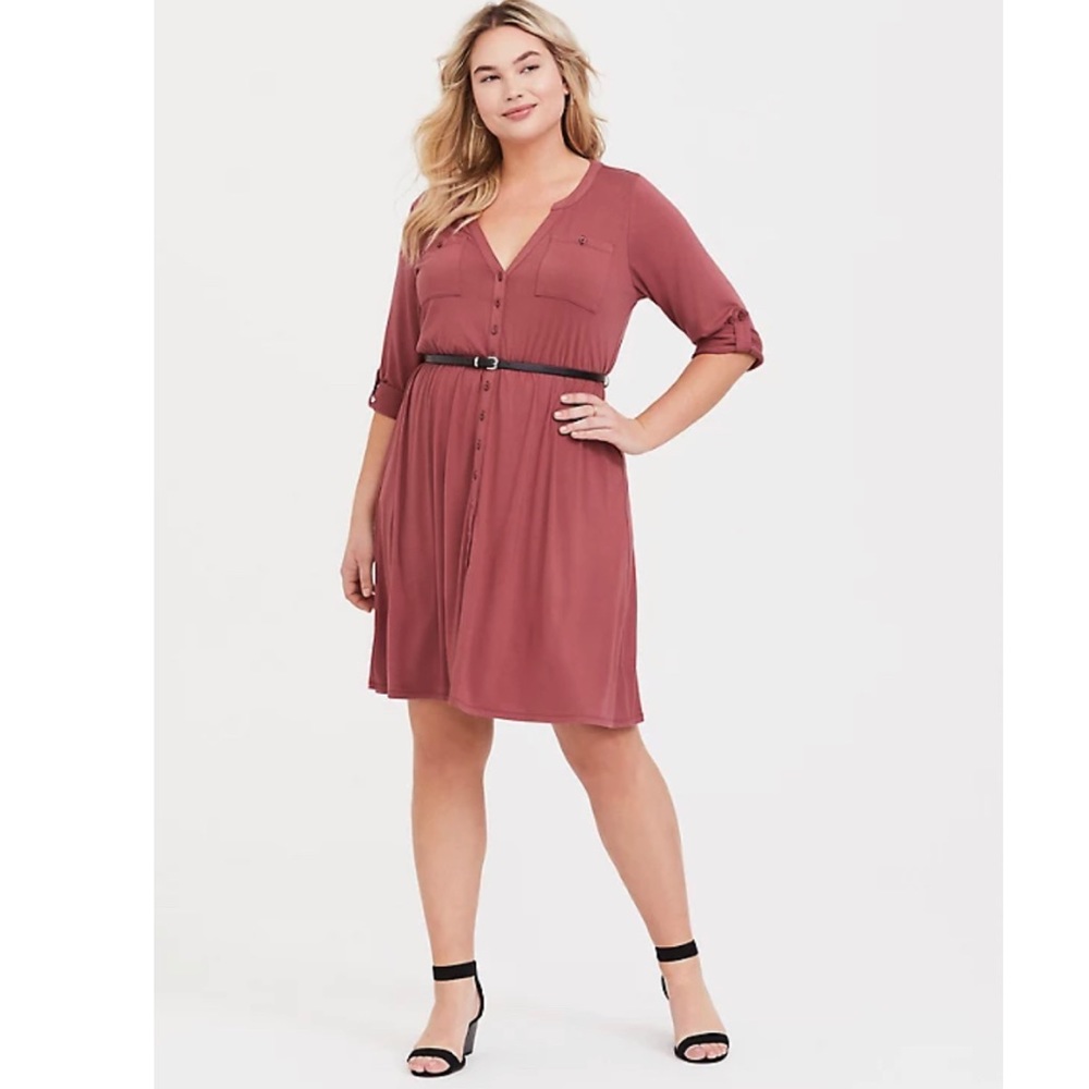 Torrid- Rose Pink Jersey Shirt Dress - Size 6